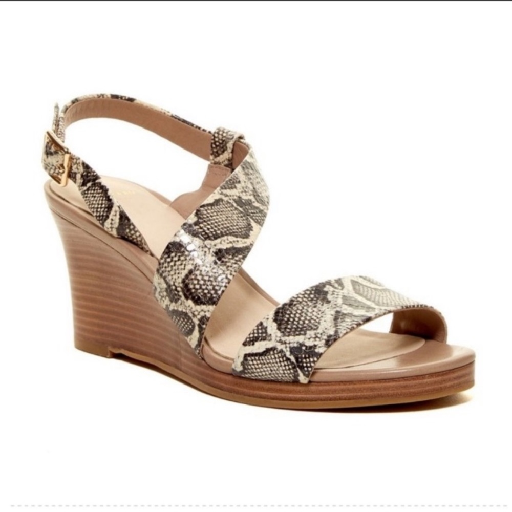 Cole Haan Ravenna Snakeprint Wedge Sandals